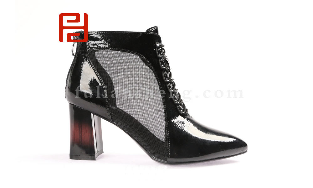 福連升女鞋高跟鞋網紗單鞋粗跟涼鞋鏤空網靴涼靴圖片