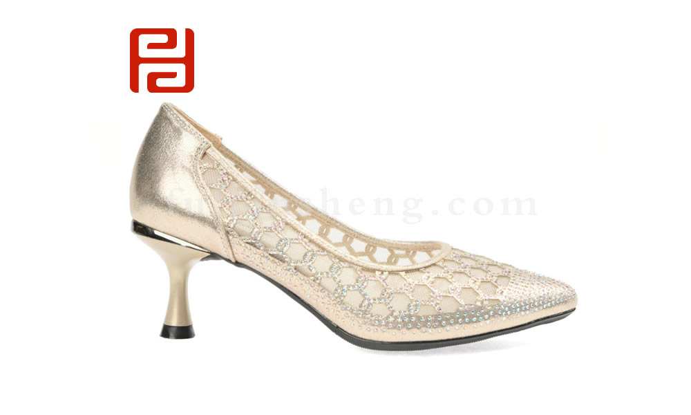 福連升套腳高跟女鞋單鞋 一腳蹬尖頭流光彩鉆高跟女鞋圖片