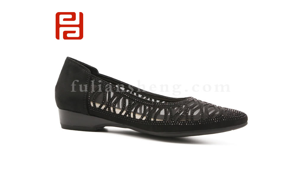 福連升夏時尚透氣網孔低跟老北京布鞋女士涼鞋圖片