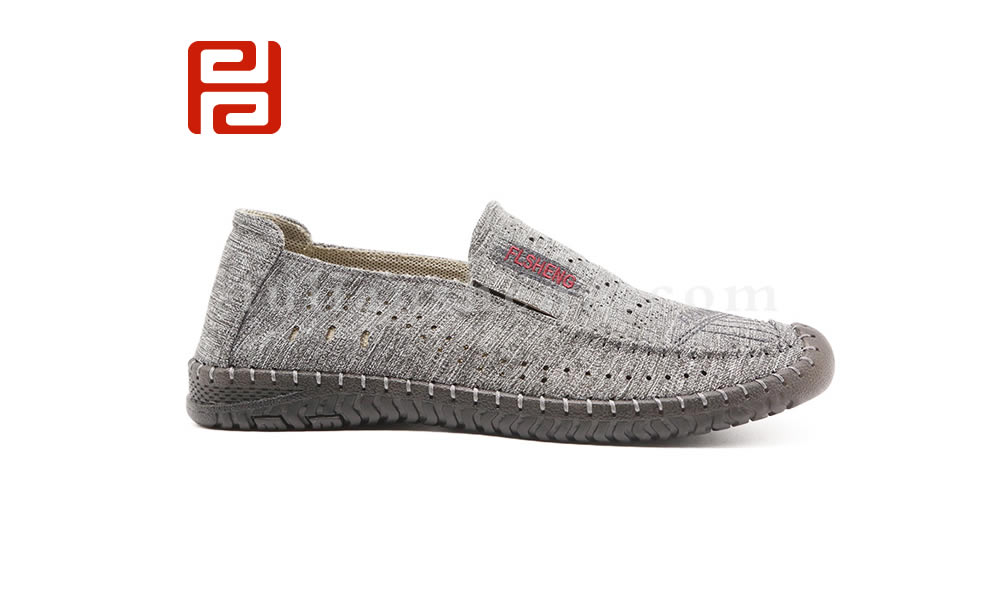 福連升夏透氣打孔商務休閑橡膠底車縫線老北京布鞋男涼鞋圖片