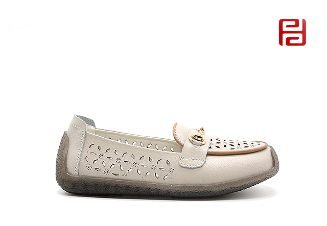 福連升夏季休閑女鞋經典豆豆鞋透氣帶孔舒適女鞋