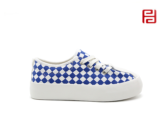 福連升夏季女鞋板鞋自由撞色棋盤格厚底舒適透氣鞋子