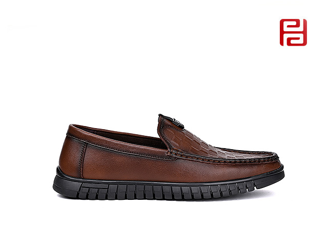 福連升春秋男鞋單鞋棋盤紋豆豆鞋商務復古手縫鞋