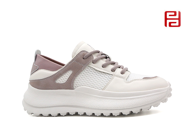 福連升夏季女鞋休閑生活時尚休閑真皮+網紗面料