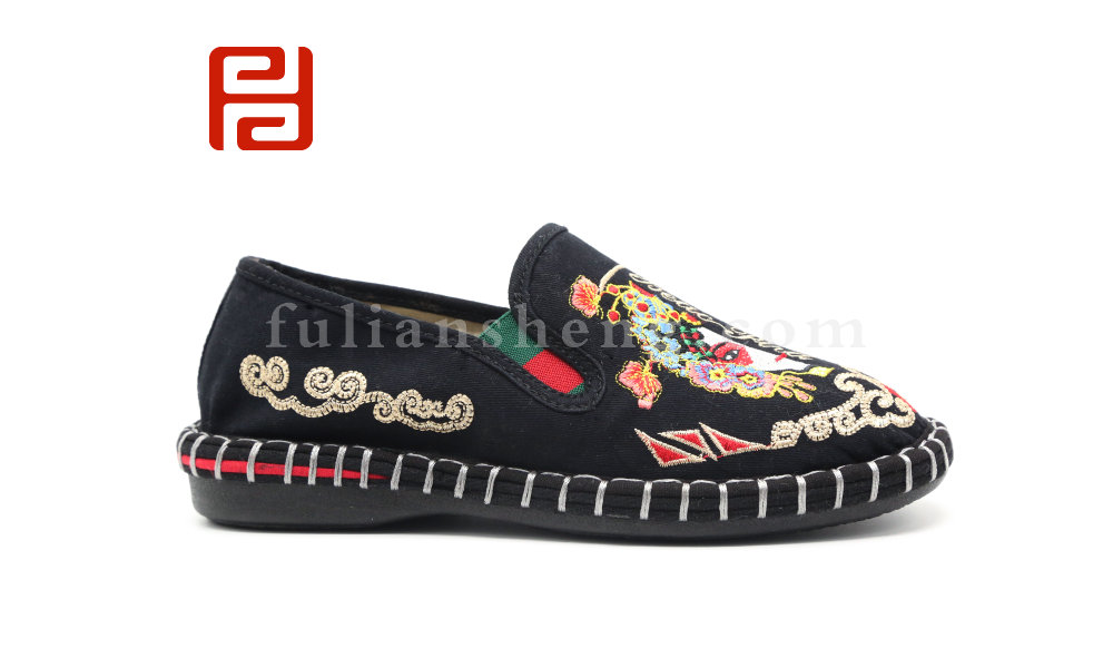 福連升老北京布鞋女鞋網紅刺繡中國風一腳蹬休閑鞋