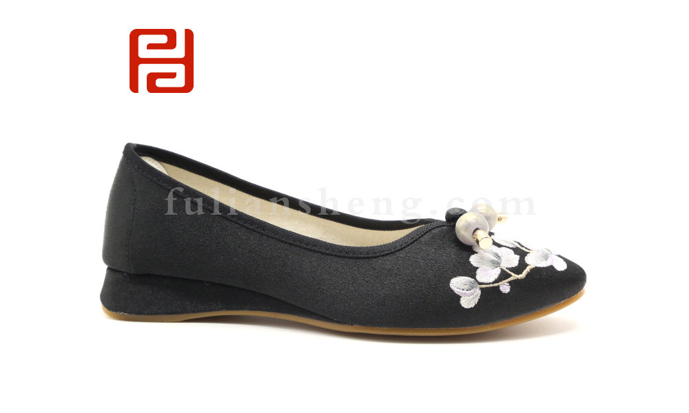 福連升老北京布鞋民族風繡花女鞋棉麻古典坡跟休閑