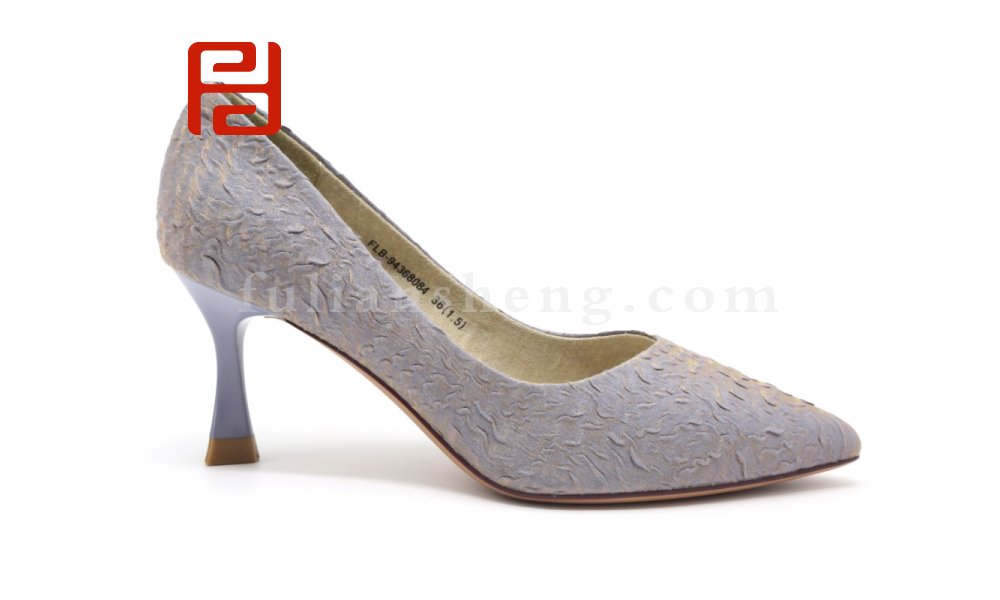 福連升女鞋優雅高跟鞋細跟尖頭淺口黑色褶皺春秋新款圖片