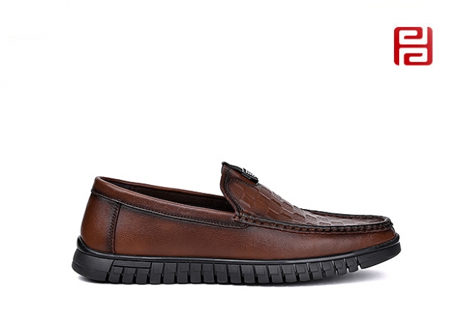 福連升春秋男鞋單鞋棋盤紋豆豆鞋商務復古手縫鞋