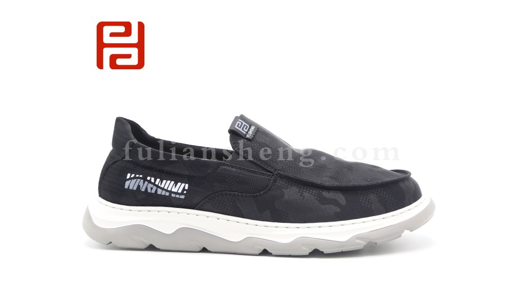 福連升春季休閑男鞋一腳蹬雨傘布軟底輕便男單鞋